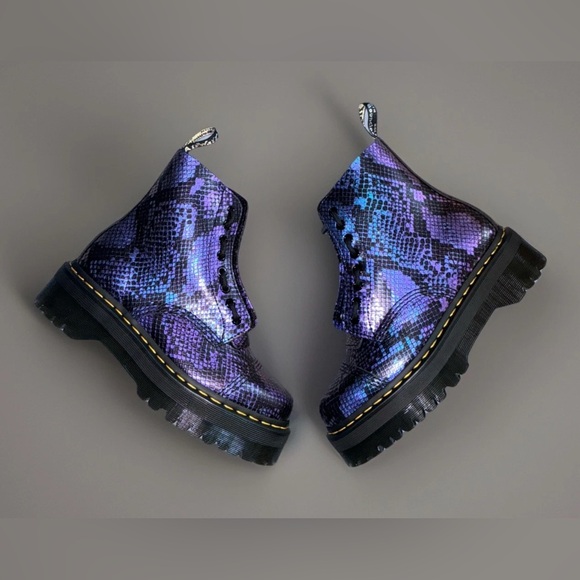 Dr. Martens Sinclair Boots Womens Size 8 Purple Snake Platform Zip Lace Up New - Picture 4 of 5